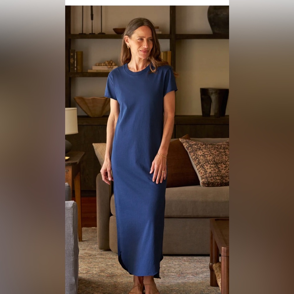 Frank & Eileen Harper Perfect Tee Maxi Dress Deep Sea Blue Large